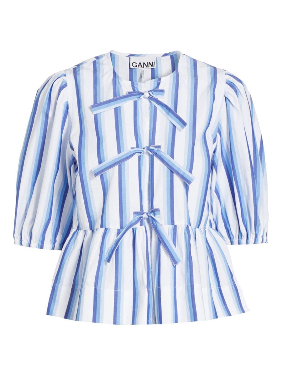 Striped Cotton Tie-Front Blouse | Saks Fifth Avenue