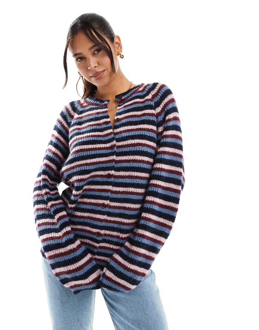 ASOS DESIGN oversized jumper burgundy and navy stripe-Multi | ASOS (Global)