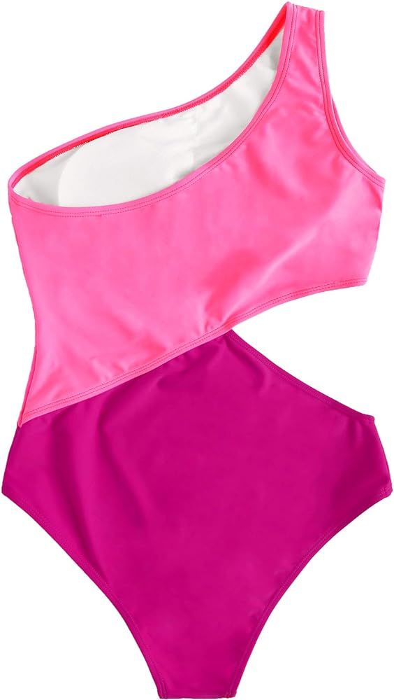 SweatyRocks Women's Bathing Suits One Shoulder Cutout One Piece Swimsuit Swimwear Monokini | Amazon (US)