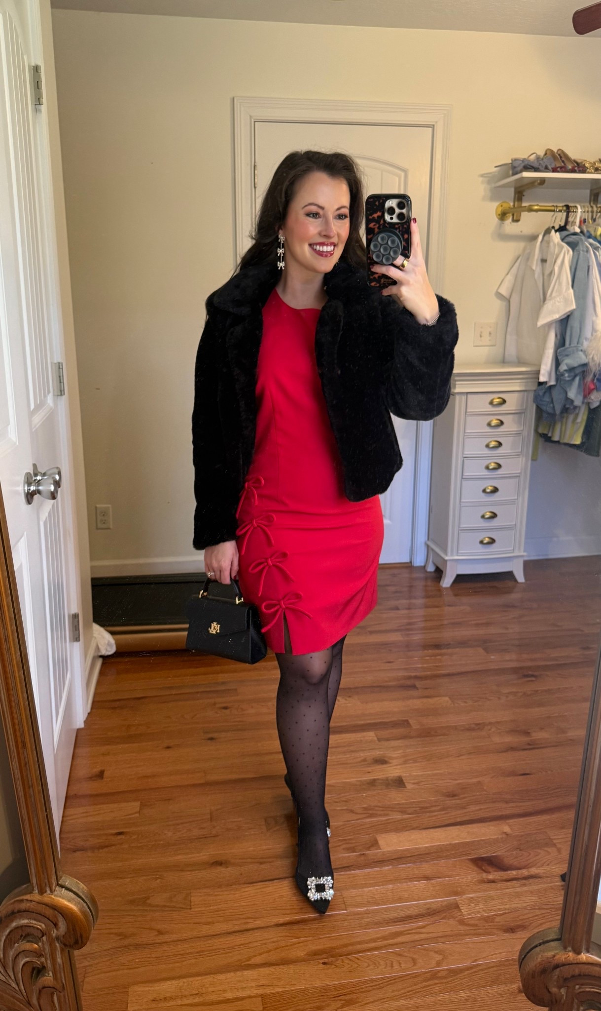 Holiday outfit ideas
Office Holiday Outfit ideas for the work party
Holiday outfit for girls night out
Holiday date night outfit 

I’m wearing a M in the red dress
Red holiday party dress with bows 


#LTKHoliday #LTKCyberWeek #LTKFindsUnder100