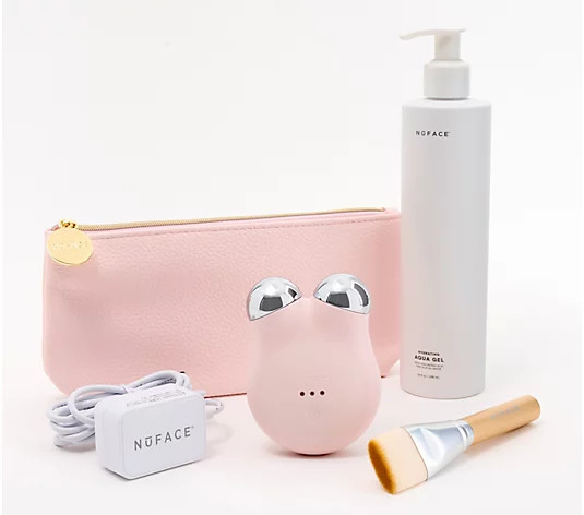 NuFACE Mini+ Facial Toning Device with 10oz Aqua Gel and Bag - QVC.com | QVC
