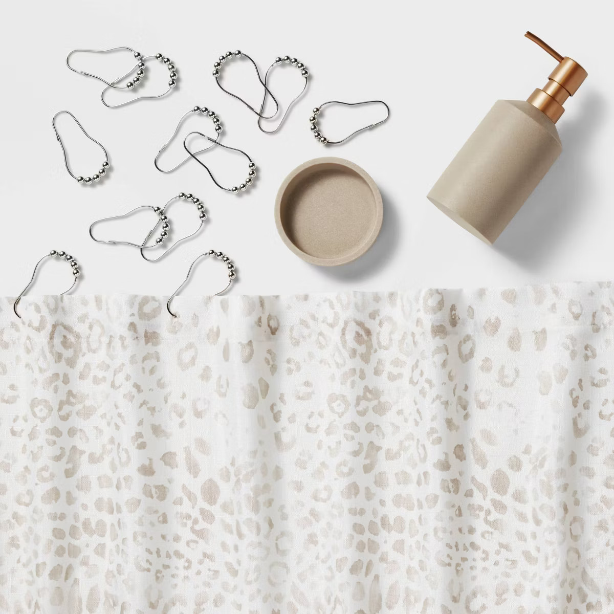 15pc Leopard Shower Curtain Set Beige - Threshold™ | Target