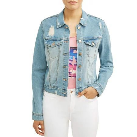 Sofia Jeans By Sofia Vergara Marianella Destroyed Denim Jacket Women's | Walmart (US)