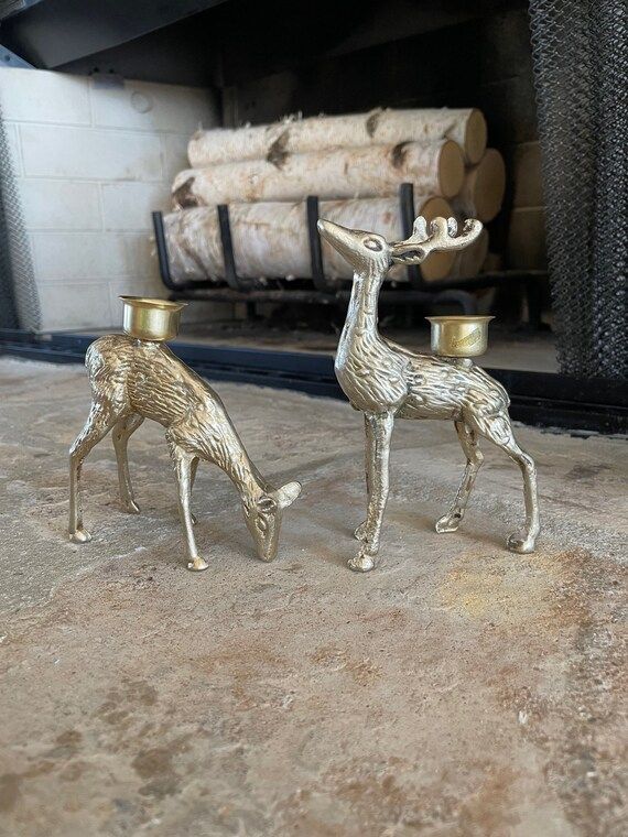 Vintage Brass Deer Candlestick Holders 5.25 Buck | Etsy | Etsy (US)