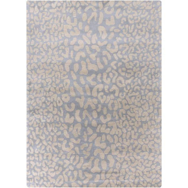 Elsberry Animal Print Handmade Tufted Wool Area Rug in Pale Blue | Wayfair North America