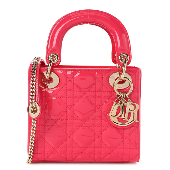 CHRISTIAN DIOR Patent Cannage Mini Lady Dior Pink | FASHIONPHILE (US)