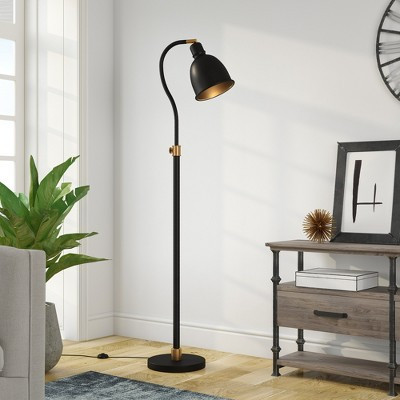 Hudson and Canal Adjustable Arc Floor Lamp Black/Brass: Swivel Dome, Bedroom & Living Room Lighting | Target