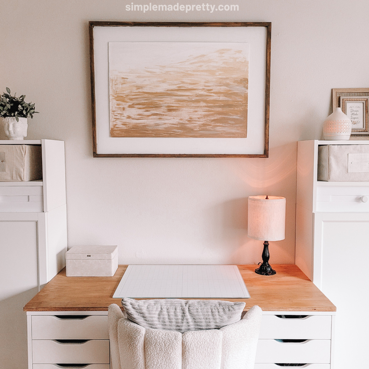From cluttered to cohesive — the final layer that finished my home office. I didn’t replace anything. I upgraded the surfaces. Dollar Tree foam board → faux cabinet details, linen panels, oversized wall art. Budget material. Designer finish. 🎥 Full process is live — watch the reveal + details on my channel. Blog post: https://simplemadepretty.com/dollar-tree-foam-board-decor/ YouTube video: https://youtu.be/83yy69OIeVc?si=MpY9mebTCTYk_zzQ #BudgetDecor #HomeOfficeStyle #AffordableHome #DIYDecor #NeutralHome #LTKstorytime 

 #LTKdayinmylife #LTKHome