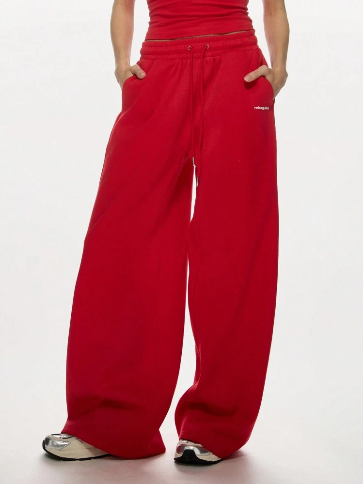 MISSGUIDED Oversized, Weite Beine Athlische Jogginghose Aus Kuscheliger Fleece Loungewear Mit Taschen, Lässig Streetwear Sporthose Für Training, Yoga, Workout | SHEIN