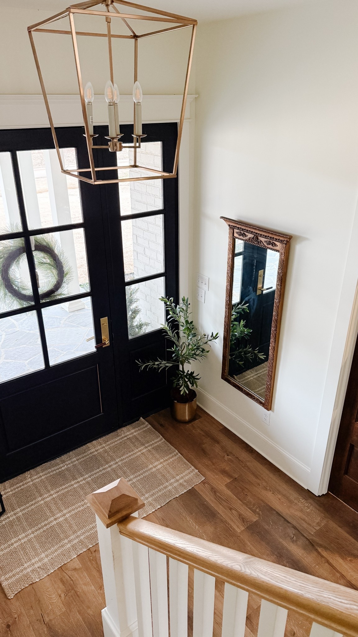 Front entry views 💕 Our rug is from Target, though I haven’t seen the 3x5’ size in a while—I’ll link the larger option! The mirror is a vintage Marketplace find, but I found a similar style and linked it for you!