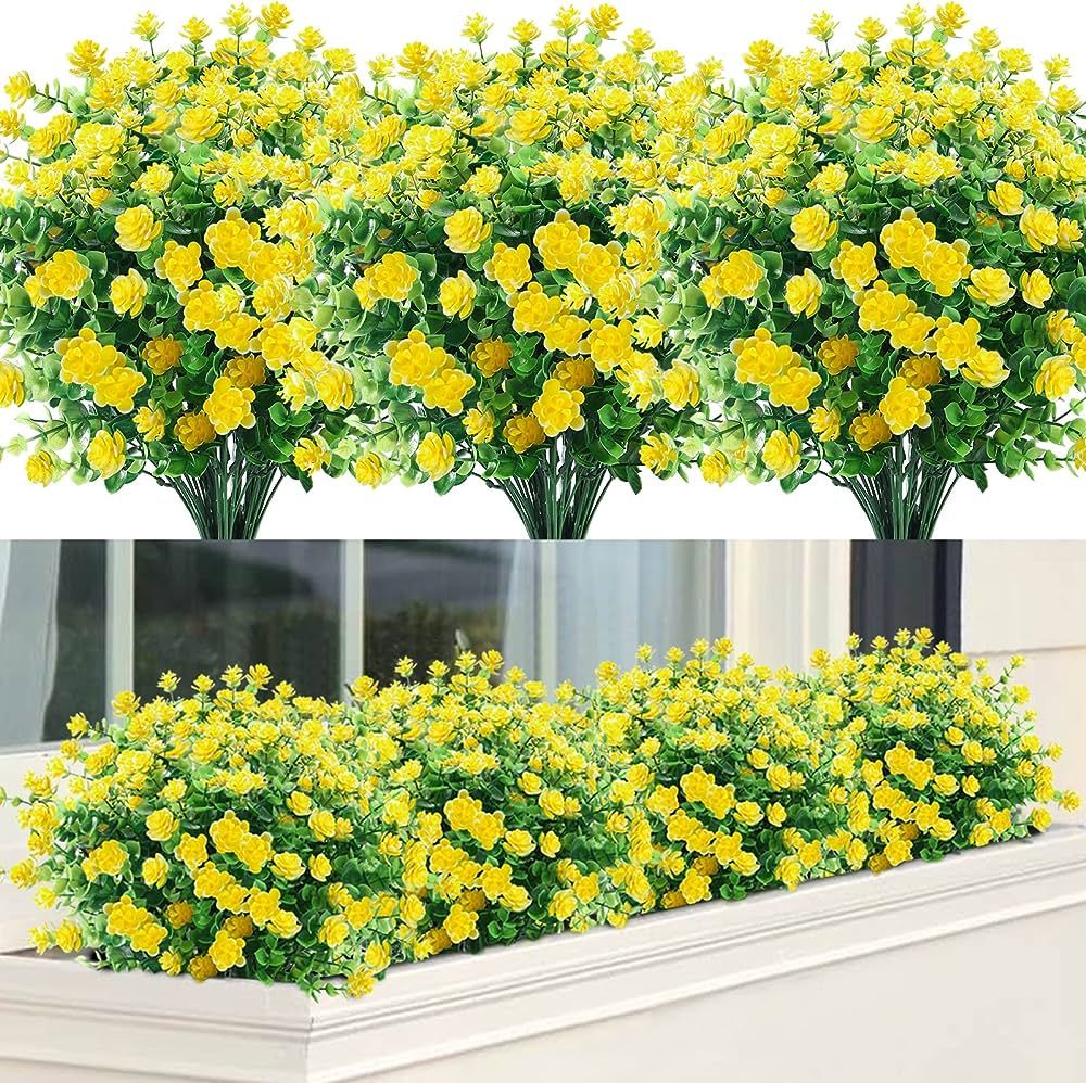 GREENRAIN Artificial Flowers Outdoor Fake Flowers for Decoration UV Resistant No Fade Faux Plasti... | Amazon (US)