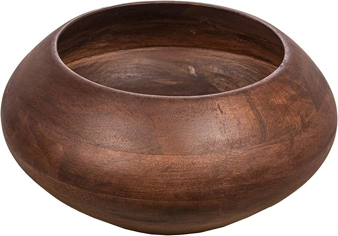 Bloomingville Modern Round Wood Bowl, Walnut Finish | Amazon (US)