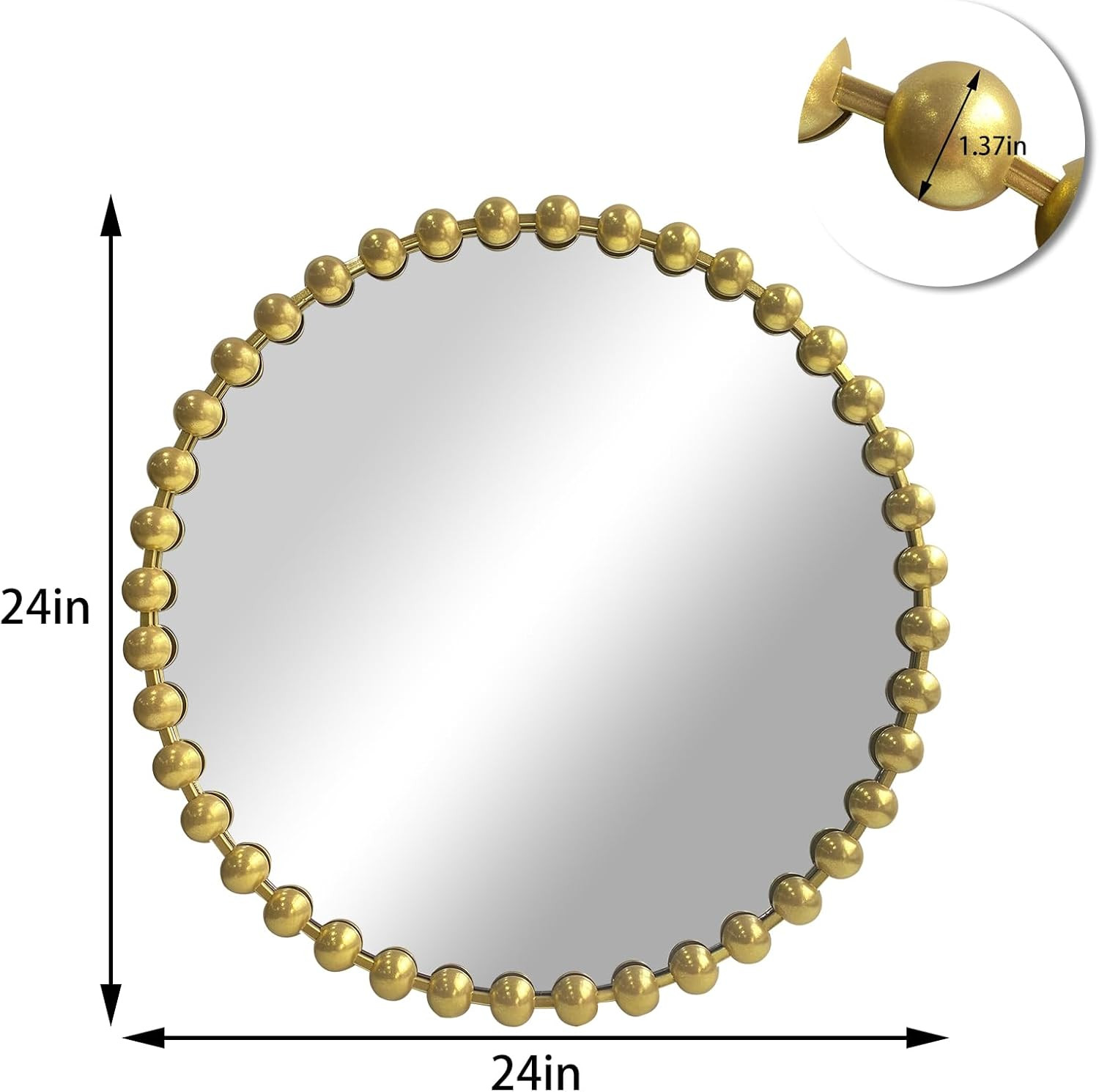 WAMIRRO 24"x24" Large Decorative Gold Mirror Luxury Living Room Round Ornate Mirorrs for Entryway... | Amazon (US)