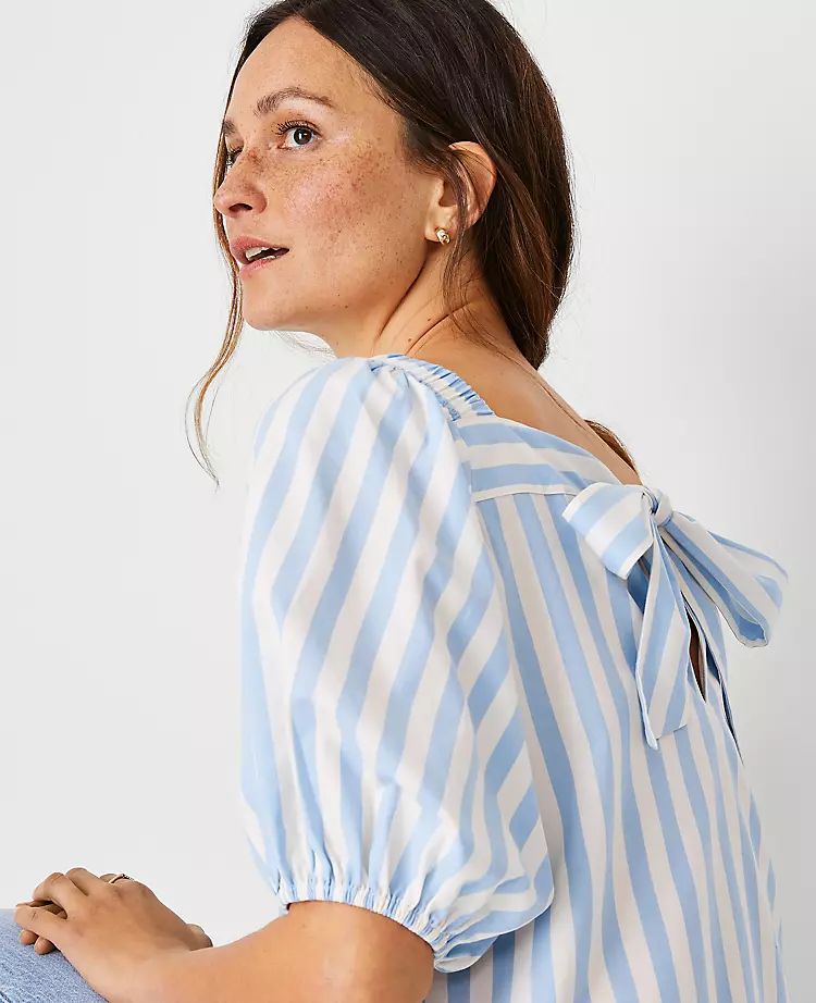 Stripe Tie Back Square Neck Top | Ann Taylor | Ann Taylor (US)