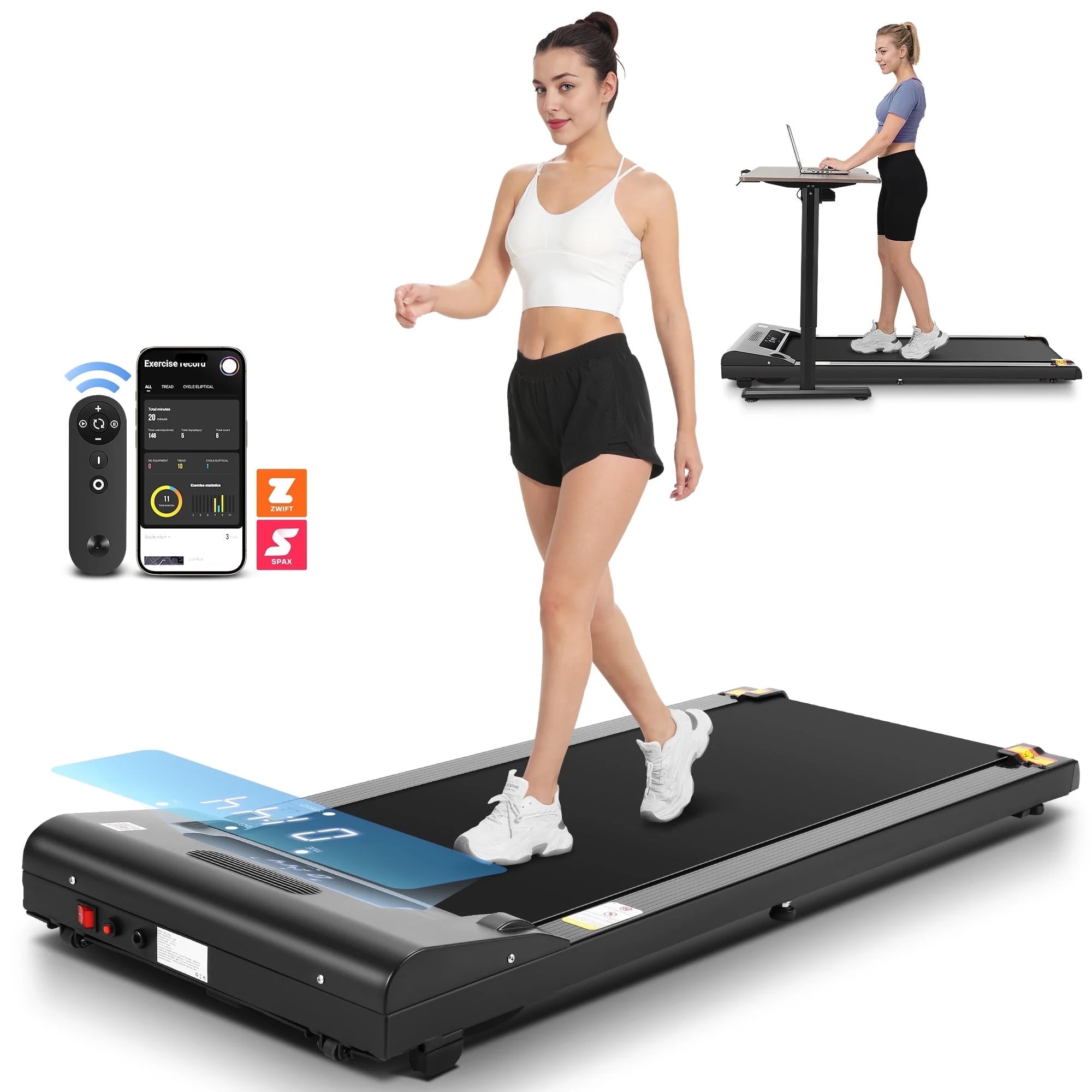 Tikmboex 2.5HP Walking Pad Treadmill with Smart App Remote Control and LED Display, Electric Jogg... | Walmart (US)