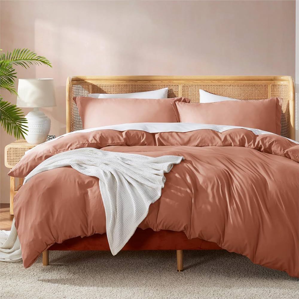 Nestl Rust Duvet Cover King Size - Soft Double Brushed King Duvet Cover Set, 3 Piece, with Button... | Amazon (US)