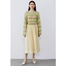 Breathable Soft A-Line Maxi Skirt in Light Yellow | Chicwish
