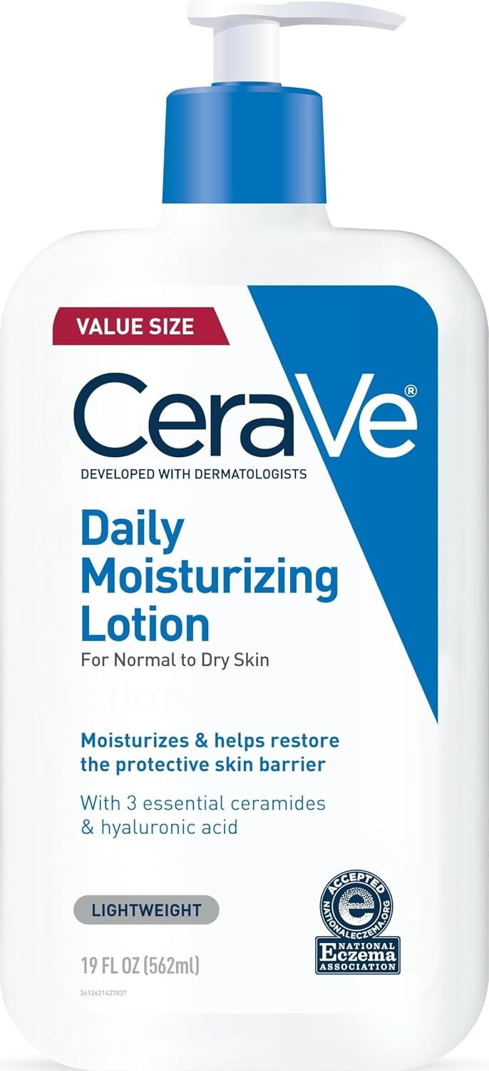 CeraVe Daily Moisturizing Lotion for Dry Skin | Body Lotion & Face Moisturizer with Hyaluronic Acid and Ceramides | Daily Moisturizer | Fragrance Free | Oil-Free | 19 Ounce | Amazon (US)