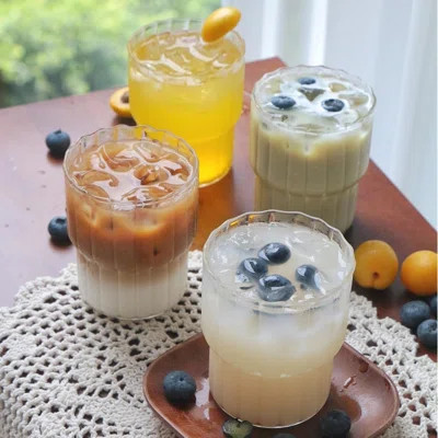 4 Pcs Stackable Ribbed Glass Cups | Wayfair North America