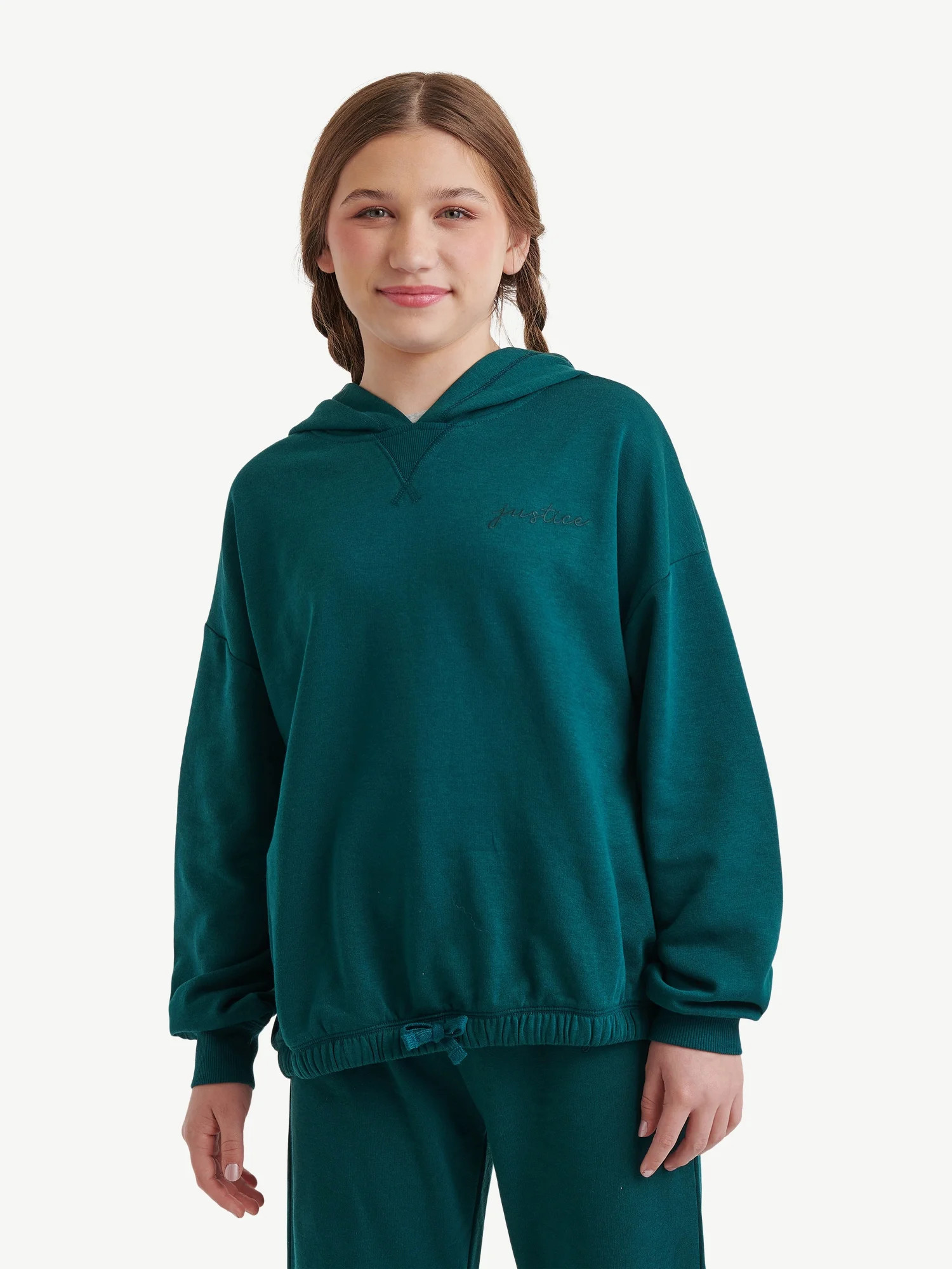 Justice Girls Basic Long Sleeve Fleece Hoodie, Sizes XS-XLP | Walmart (US)