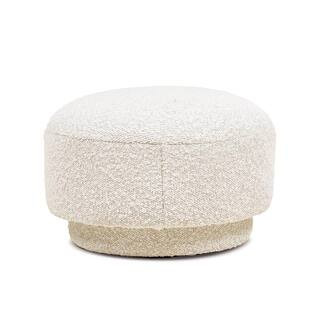 Fuji 15"" Mushroom Footstool Ottoman, Ivory White Boucle | The Home Depot
