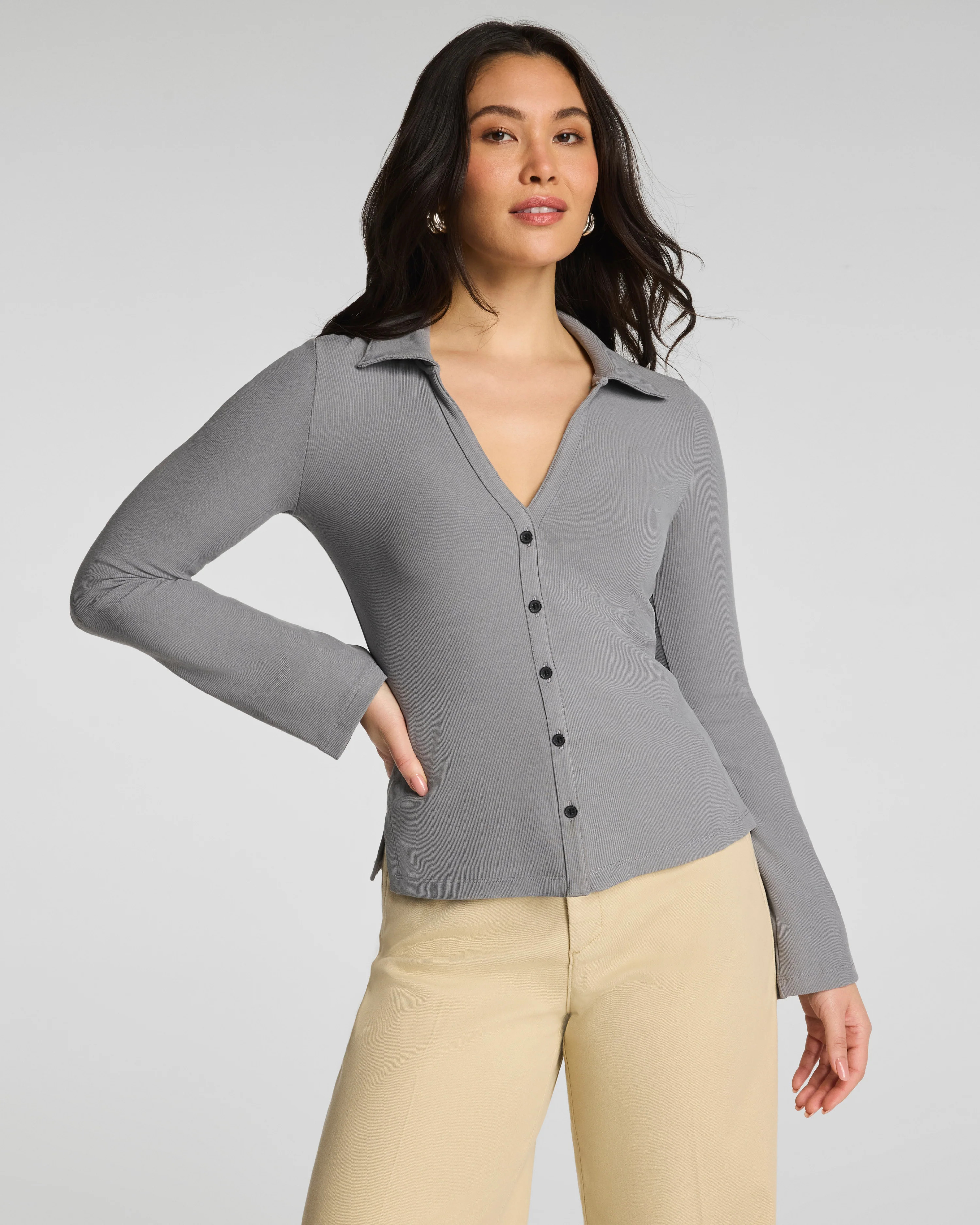 SPANX® Ribbed Knit Button Down | Spanx