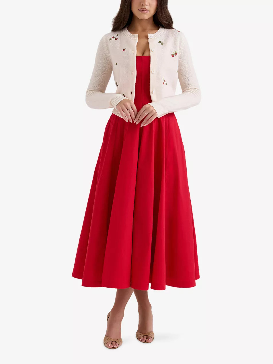 Evelina Strawberry-Embroidered Wool Cardigan | Selfridges