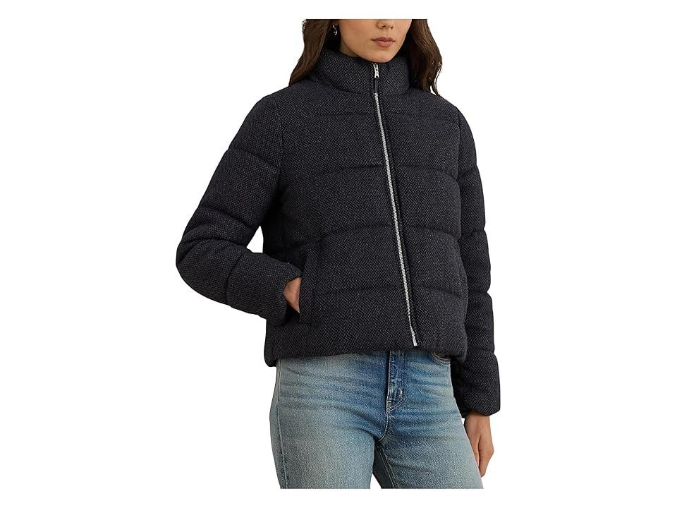 Lauren Ralph Lauren Printed Puffer Poly Women's Coat Navy : XL, Polyester | Zappos