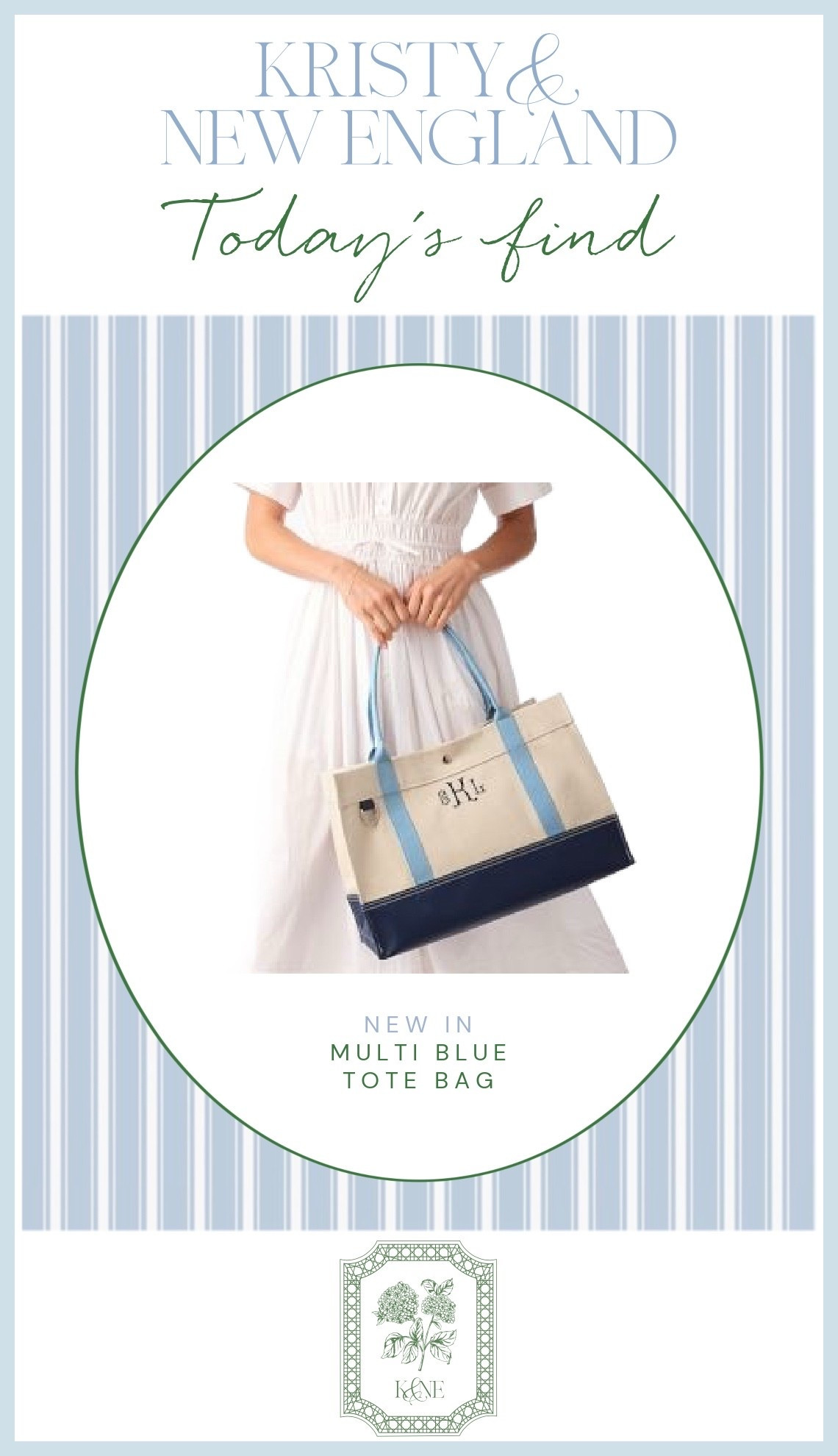 Love this two tone blue canvas tote monogram optional