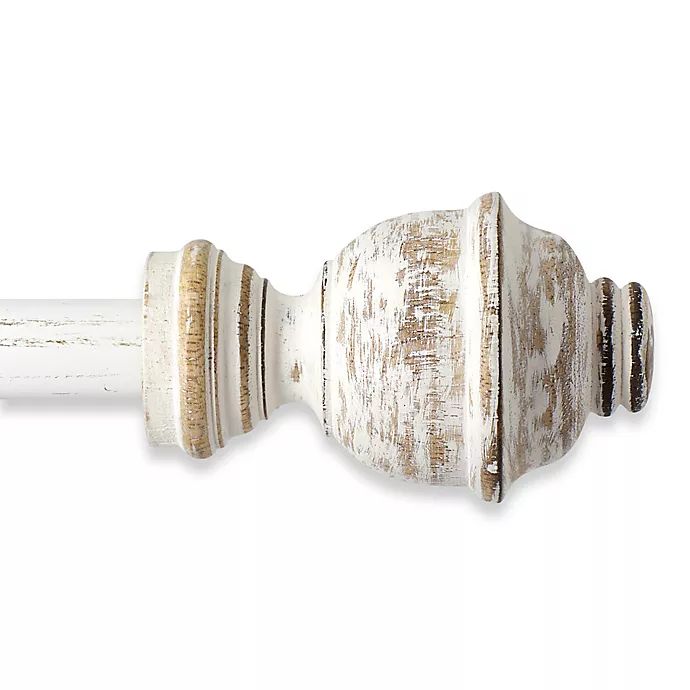 The Farmhouse Collection Cambridge Adjustable Curtain Rod in Distressed Ivory | Bed Bath & Beyond