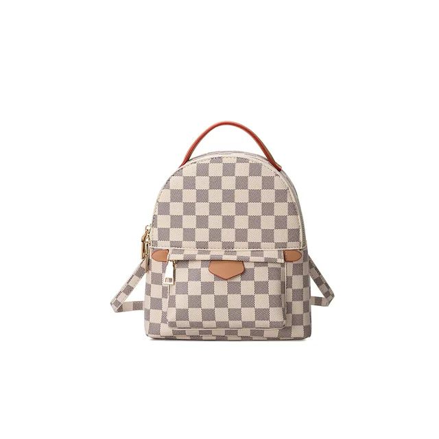 Lumento Womens White Checkered Backpack With Inner Pouch - PU Vegan Leather Daypack Satchel Fashi... | Walmart (US)