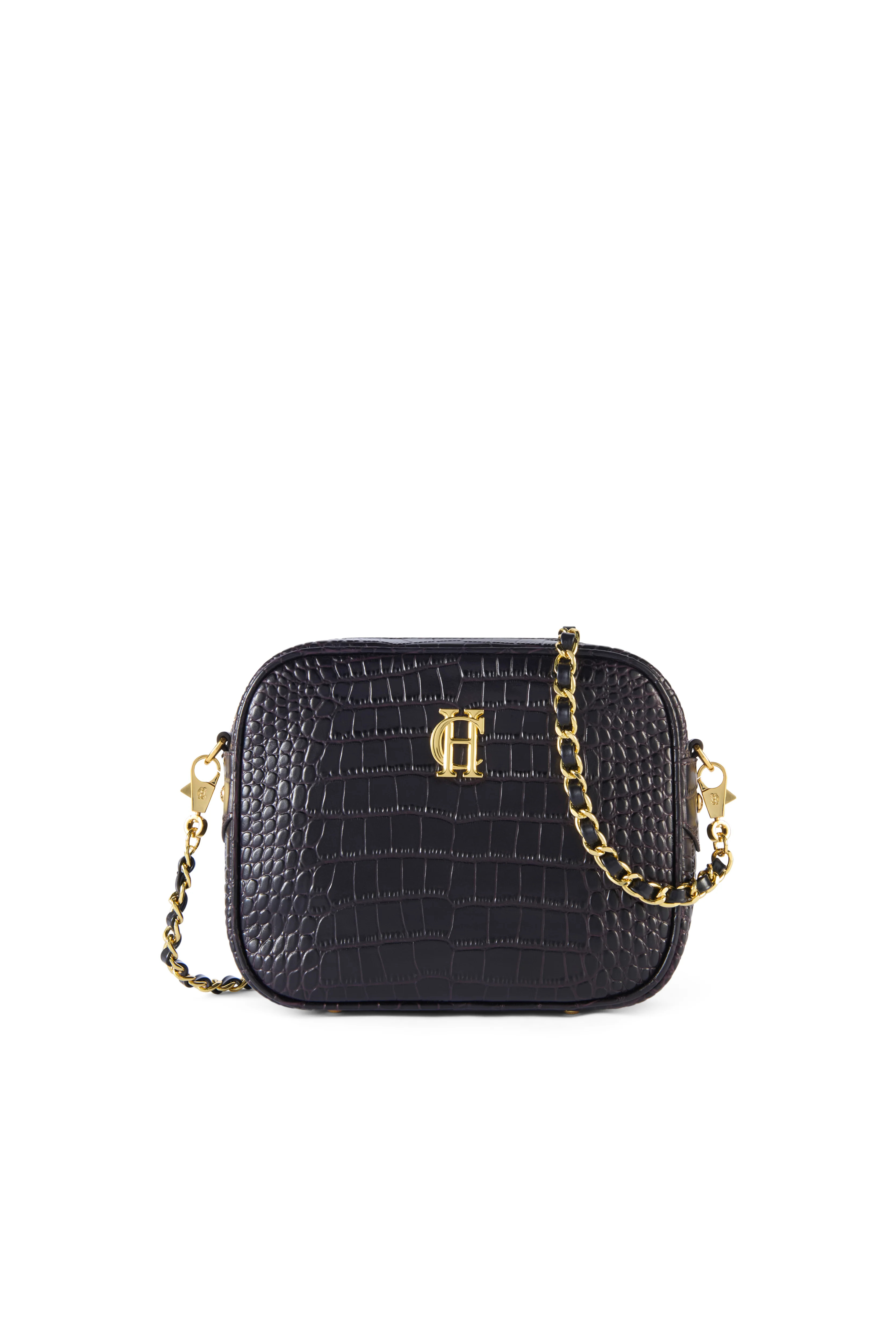 Soho Camera Bag (Rich Chocolate Croc) | Holland Cooper