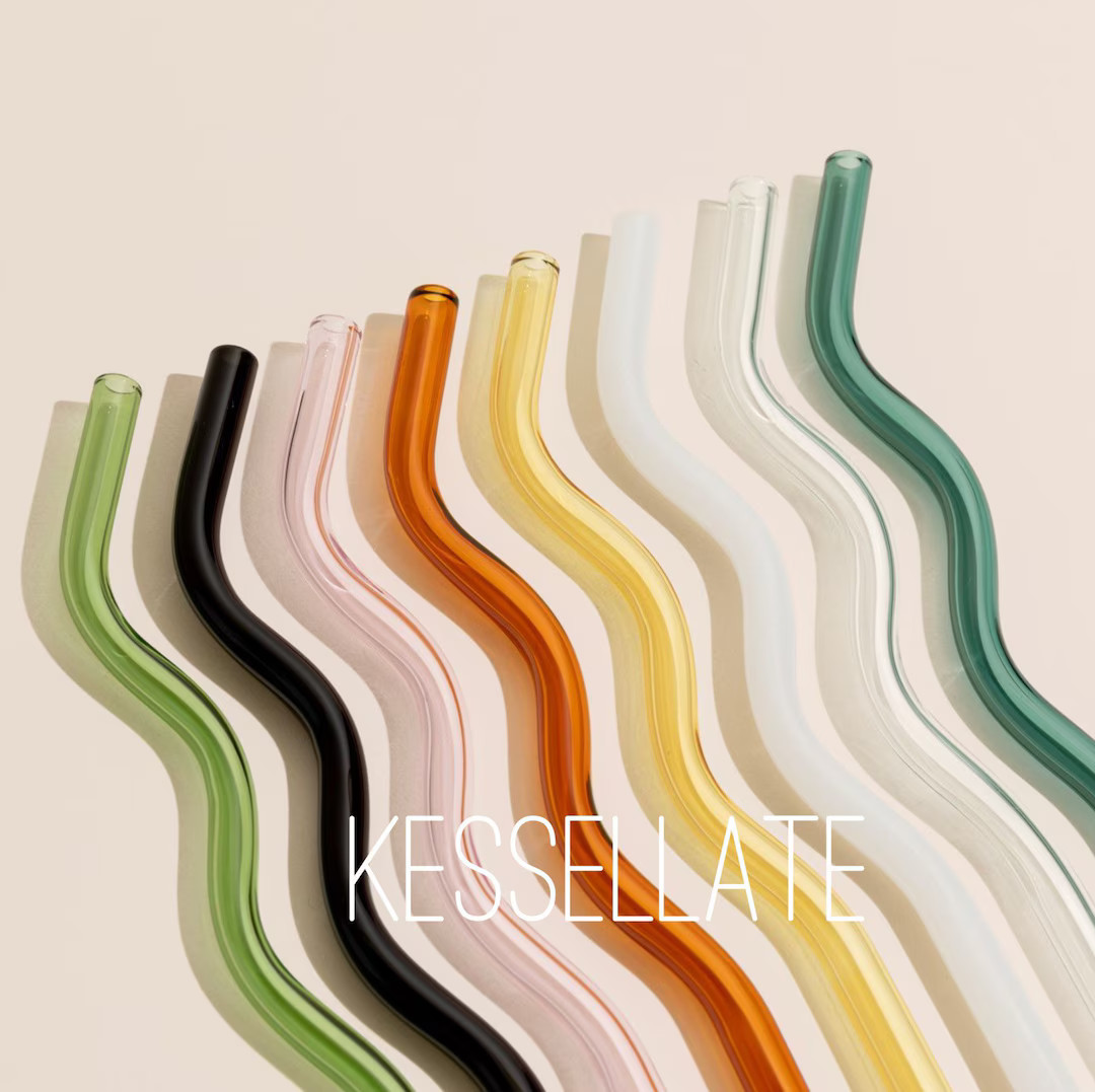 Reusable Glass Straw Colorful Wavy Glass Straw Eco Friendly Cocktail Straw Borosilicate Glass Ice... | Etsy (US)