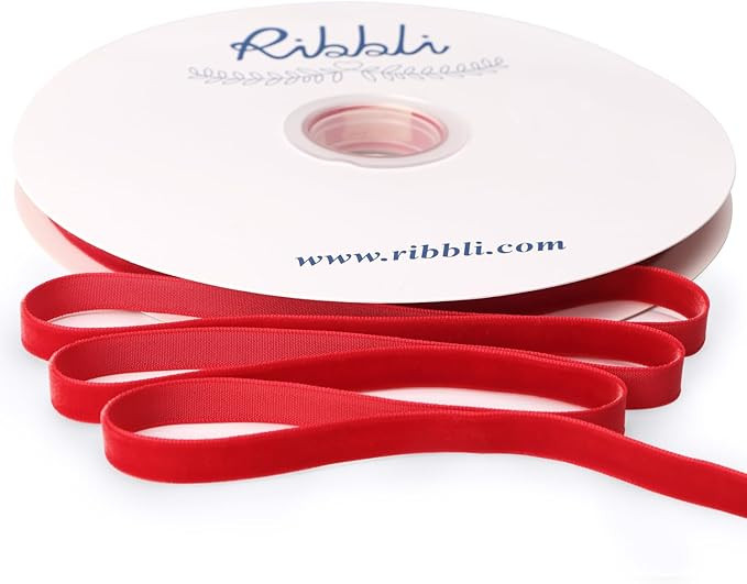 Ribbli Red Velvet Ribbon 3/8 Inches Continuous 25 Yard Spool Red Christmas Ribbon for Gift Wrappi... | Amazon (US)