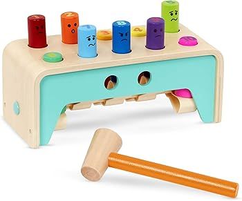 Battat – Wooden Hammer Toy For Kids, Toddlers – Pounding Bench With Pegs And Mallet – Color... | Amazon (US)