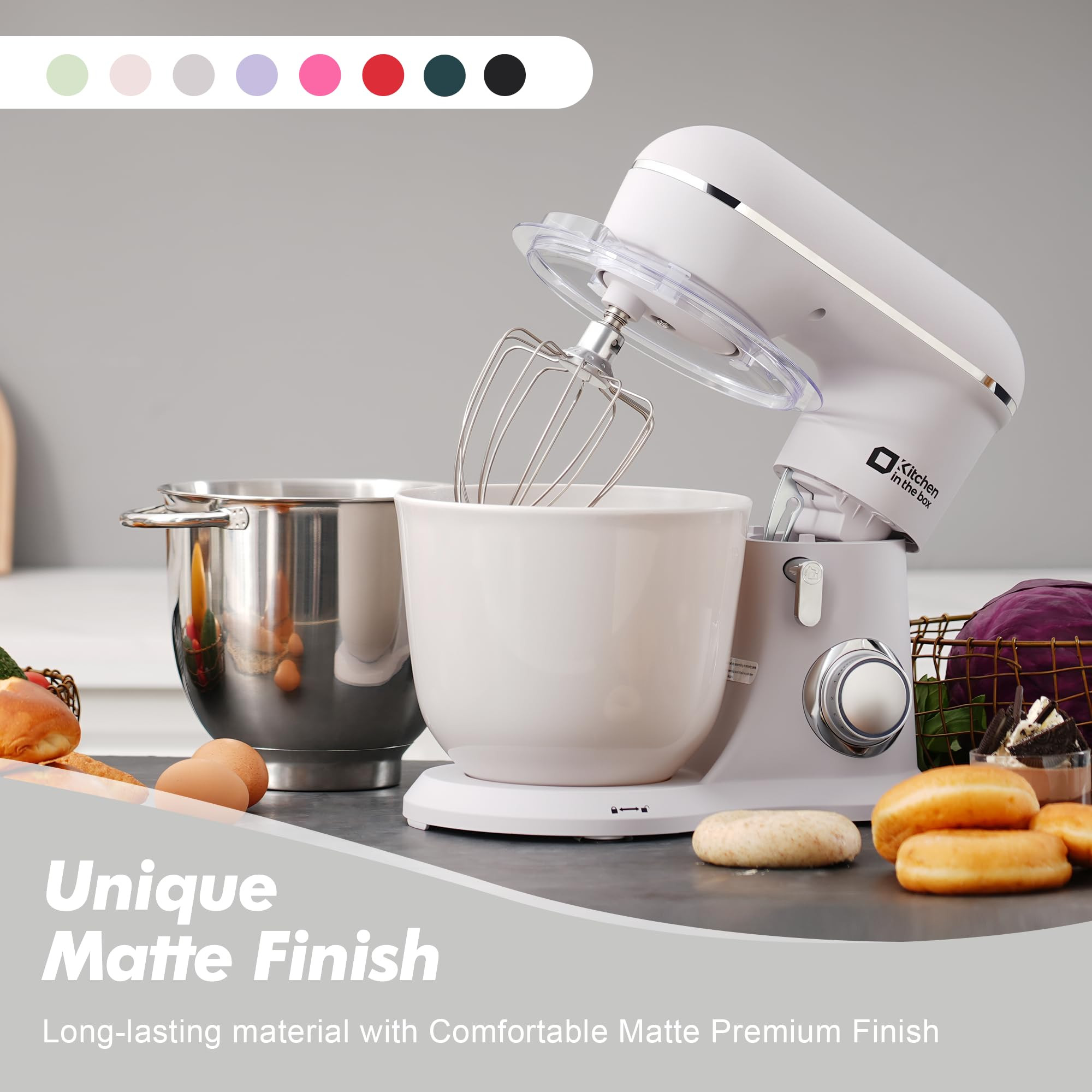 Kitchen in the box Stand Mixer, 4.5QT+5QT Two bowls Electric Kitchen Mixer, 10 Speeds Matte Finis... | Amazon (US)