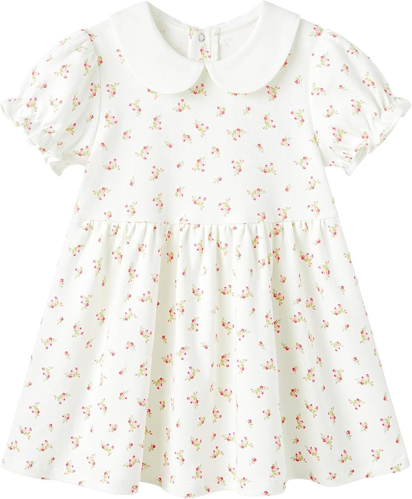 pureborn Baby Toddler Girl Dress Short and Long Sleeve Cotton Playwear Dresses 0-6T | Amazon (US)