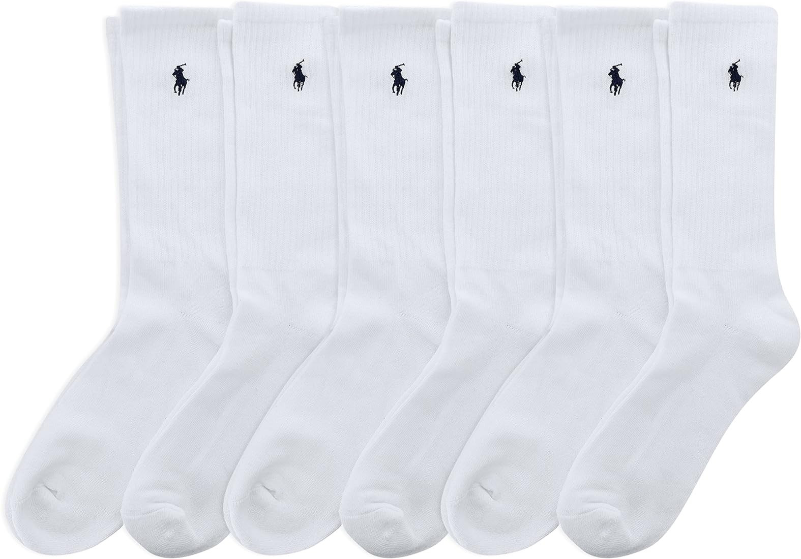 POLO RALPH LAUREN Men's Classic Sport Solid Crew Socks - 6 Pair Pack - Athletic Cushioned Cotton ... | Amazon (US)