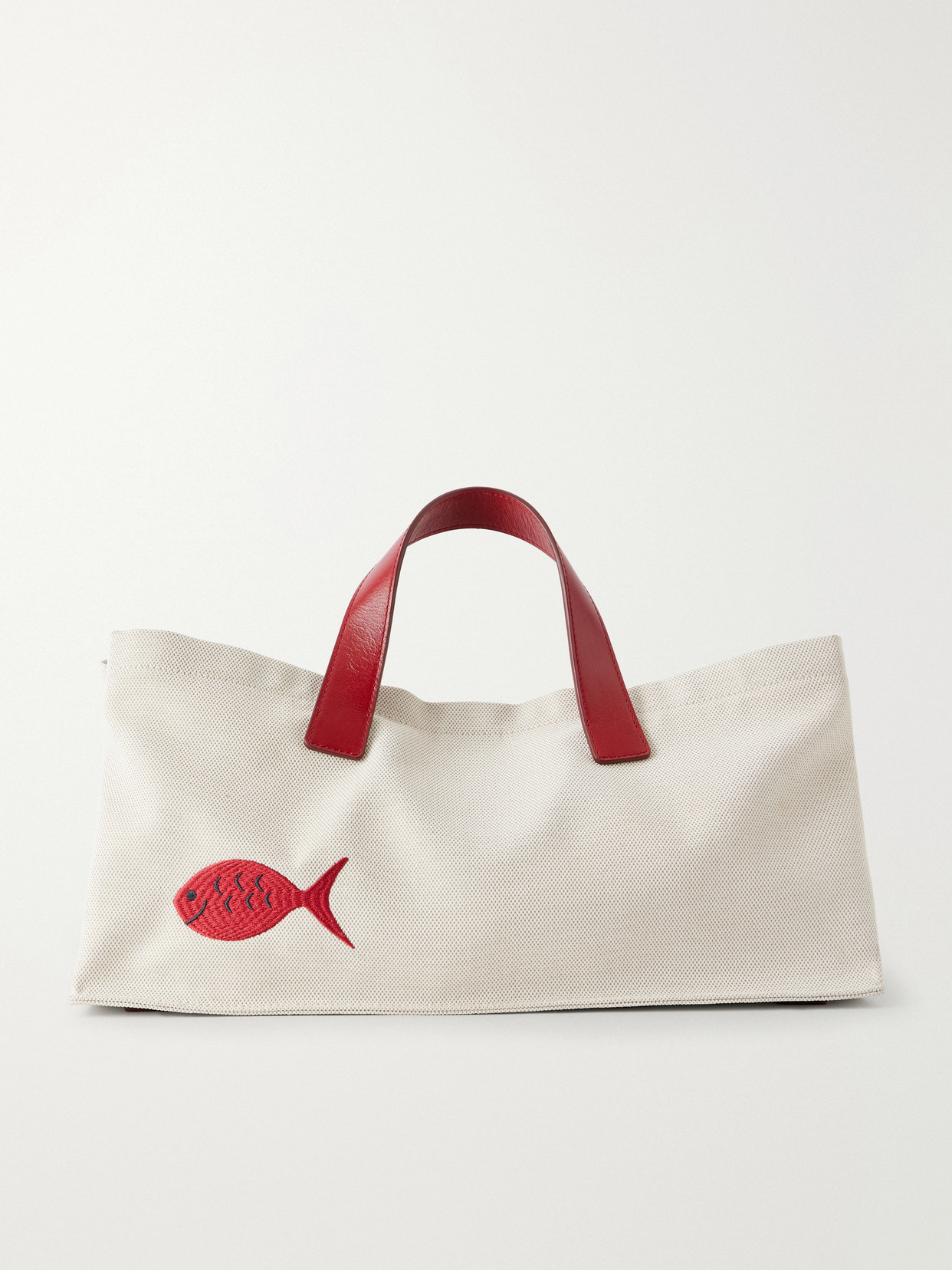 STAUD - +da Adolfo Port Logo Embroidered Canvas Tote - White | NET-A-PORTER (US)
