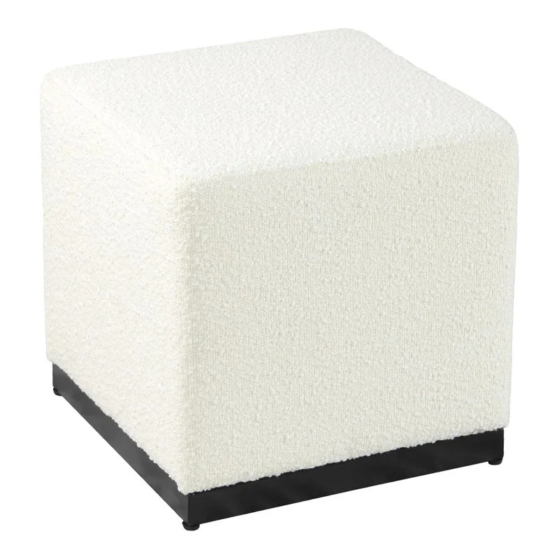HomePop Cube Square Design Modern Boucle Fabric Ottoman in White | Walmart (US)