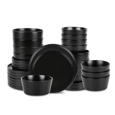 Stoneware 32-Piece Dinnerware Set, Cereal And Dinner Bowls, Grey | Wayfair North America