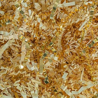 Crinkle Cut Paper Shred Filler (1 LB) for Gift Wrapping & Basket Filling - Vanilla & Gold | Magic... | Amazon (US)