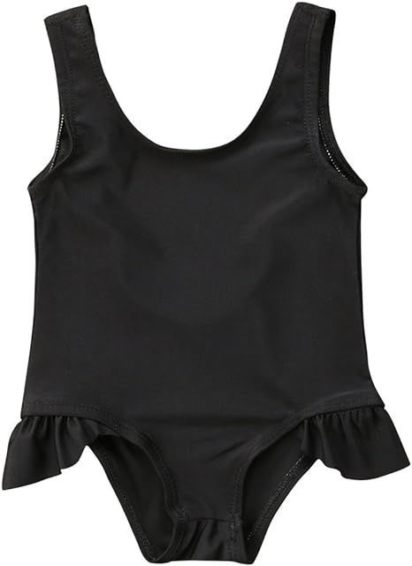 Baby Girls Strap Swimwear One Piece Ruffle Bikini Bathing Suit | Amazon (US)