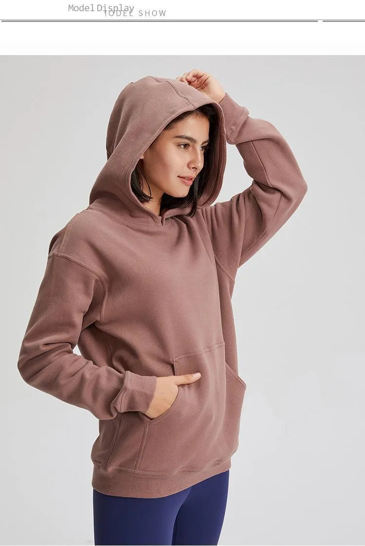 Sport Fitness Hoodies LU 123 Women Autumn Winter Fleece Hooded Sweatshirt Solid Gym Outwear Warm ... | DHGate