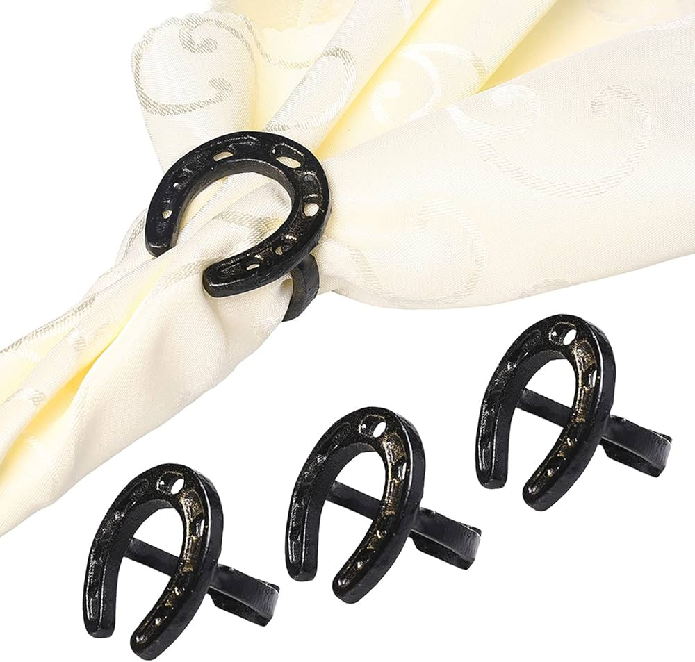 MyGift Rustic Cast Iron Cowboy Horseshoe Design Decorative Napkin Rings with Rubbed Bronze Finish... | Amazon (US)