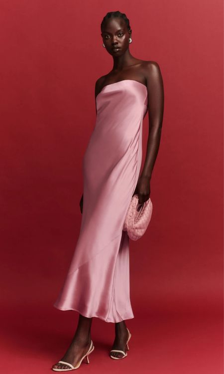 Wedding guest dress. Valentine’s Day dress. Pink silk strapless slip dress 
.
.
.
… 

#LTKstyletip #LTKwedding #LTKparties