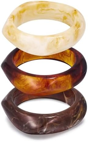LILIE&WHITE 3 PCS Acrylic Resin Bracelet For Women Trendy Chunky Bangle Bracelets Fashion Colorfu... | Amazon (US)