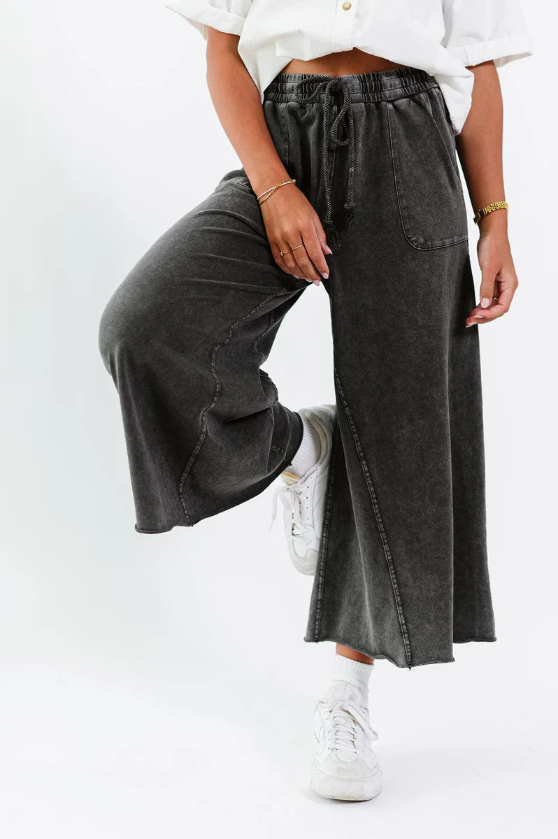 Washed Knit Wide Leg Pants | FEHRNVI