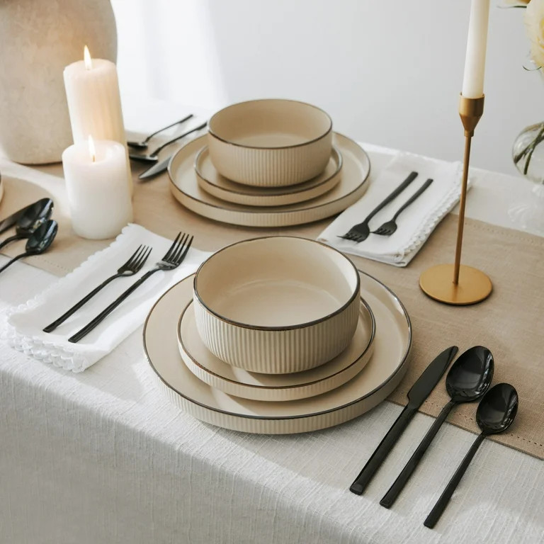 Thyme & Table Arden 20-Piece Black Stainless Steel Flatware Set, Service for 4 | Walmart (US)