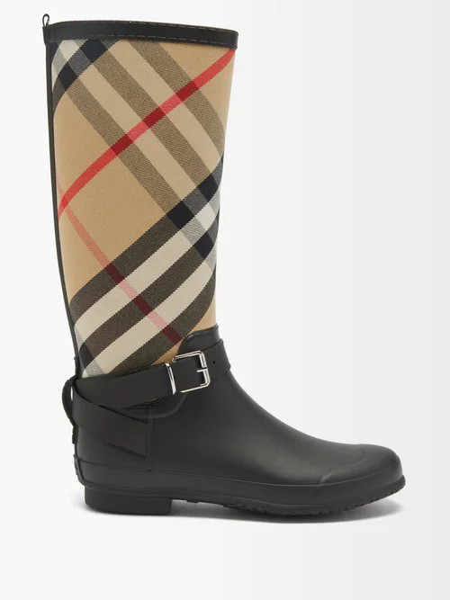 Burberry - Simeon Vintage-check Neoprene & Rubber Rain Boots - Womens - Multi | Matches (US)